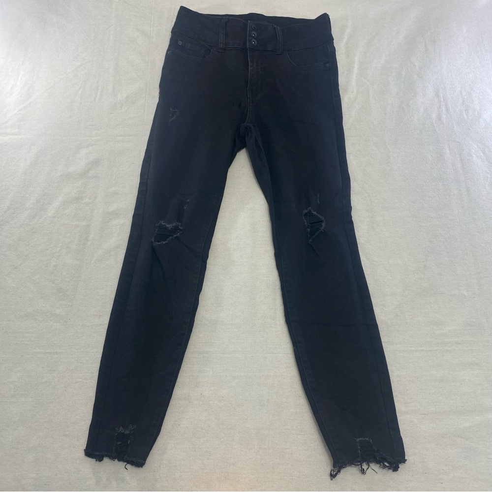 Kendall + Kylie Women’s Size 9/29 The Ultra Babe Skinny Jeans Black Distressed